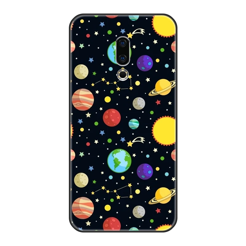 Силиконовый чехол для Meizu 15 Lite 16 Plus 16th 16x с изображением звезд космоса Луны черная