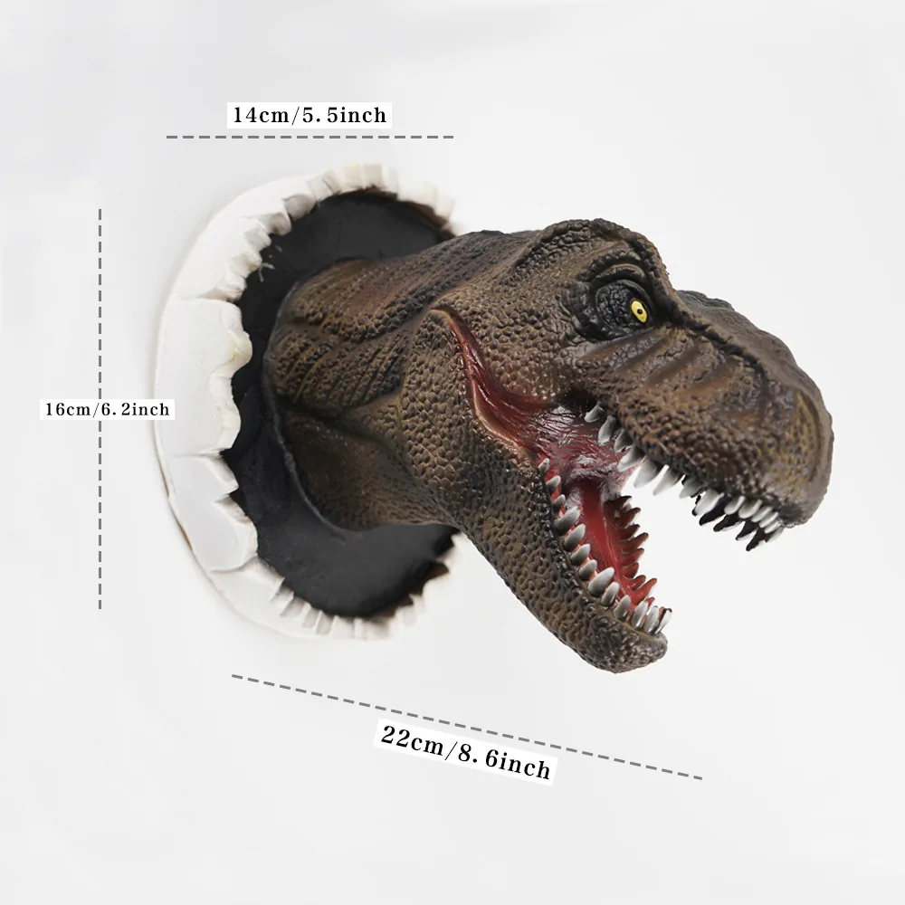 Wall Mounted Dinosaur Bust Tyrannosaurus Head Sculpture Latex Foam Hanging for Kids Room Bar Home Decoration | Дом и сад