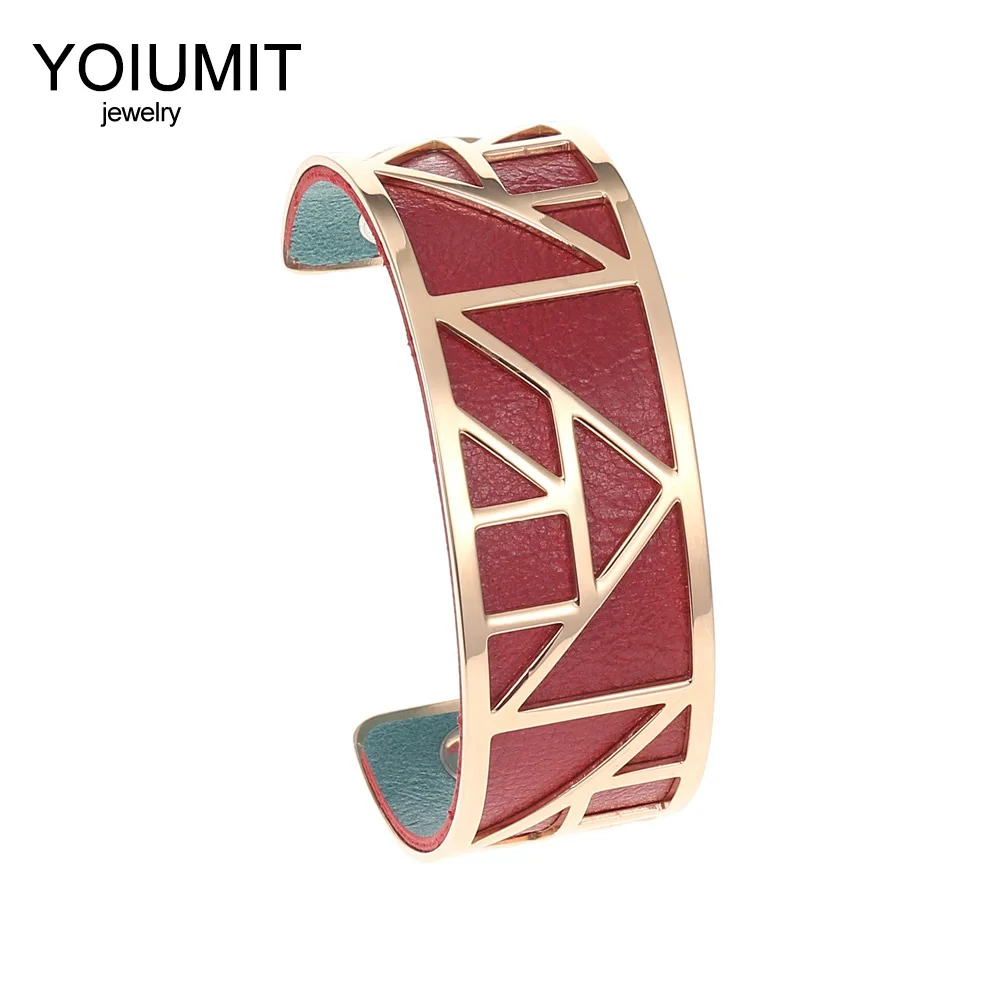 Женские браслеты манжеты из нержавеющей стали Cremo сменные кожаные