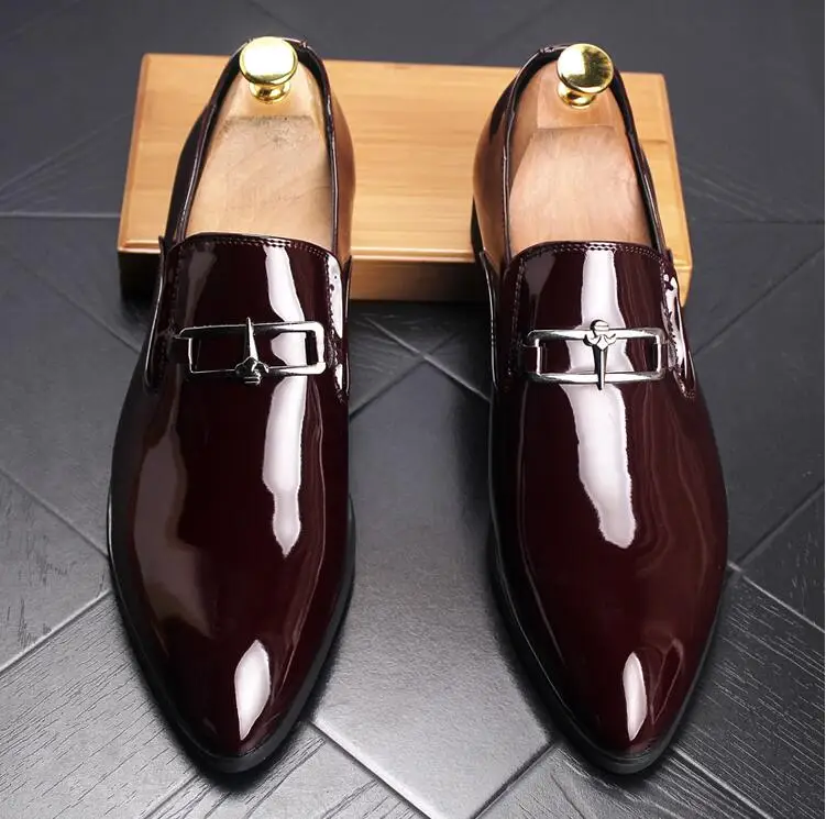 Мужские модельные туфли из лакированной кожи увеличивающие рост Мужская