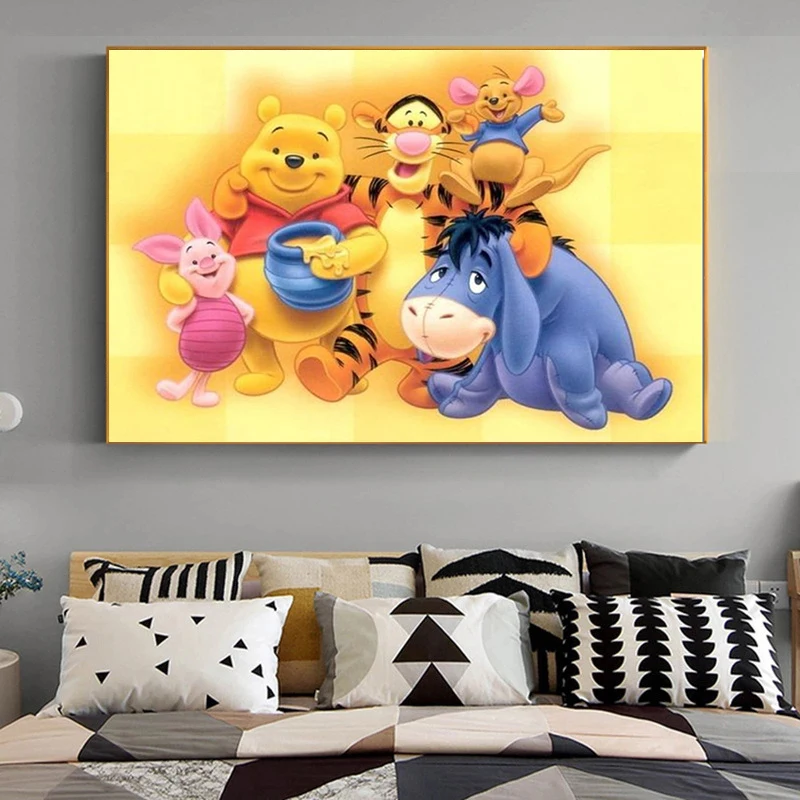 

Dinsey Cartoon Winnie The Pooh Poster and Print Canvas Painting Wall Art Picture for Living Room Kids Gift Home Decor No Frame