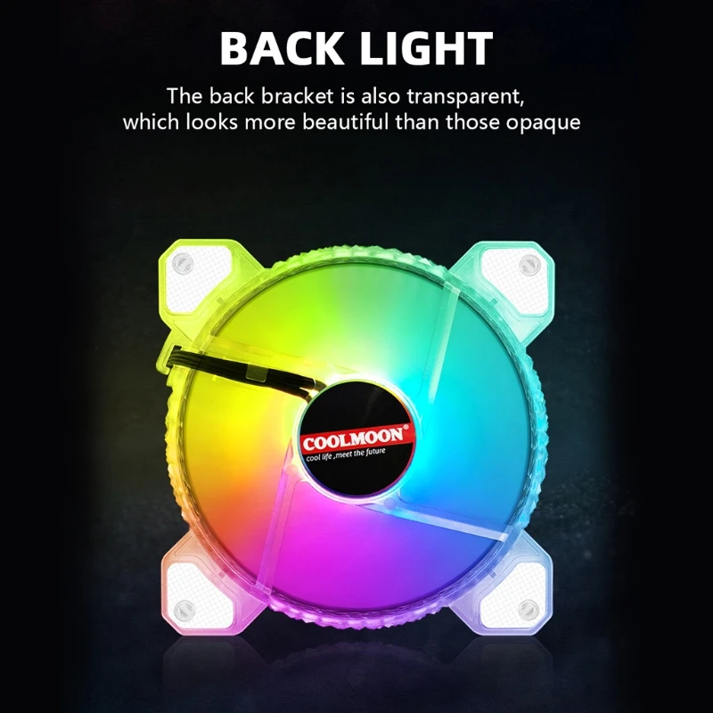 

H052 Coolmoon Computer Chassis Diamond PC Fan Adjust RGB Cooling Fan Silent Computer Cooler Cooling RGB Case Fans 120mm