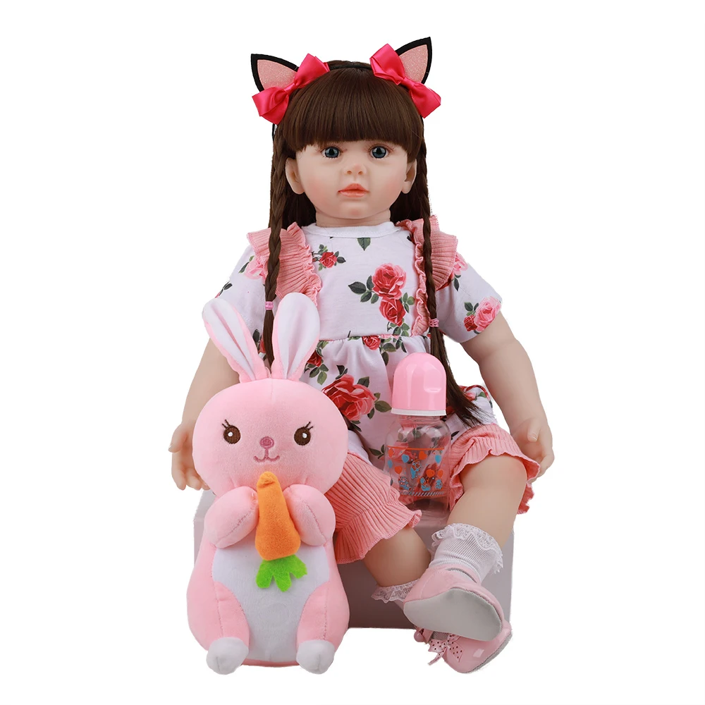 60 см Детские куклы с голубыми глазами для новорожденных длинными волосами Kawaii