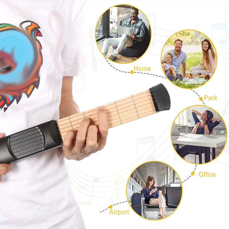 

6-Tone Guitar Practice Neck Portable Guitar Chord Trainer Tool for Beginner Mini Size Six-Fre Piano Finger Trainer Model
