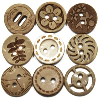 30pcslot size 13mm natural color laser round coconut shell buttons crafts sewing scrapbooking wood for kids clothes handmade