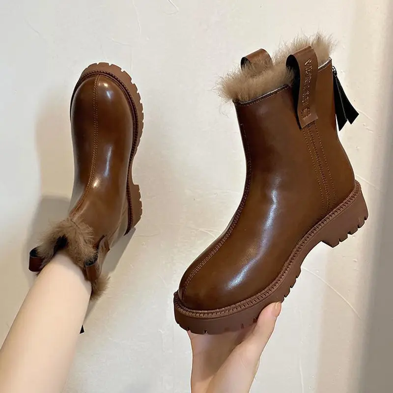 Ботильоны женские из лакированной кожи на платформе и толстом каблуке|Женские