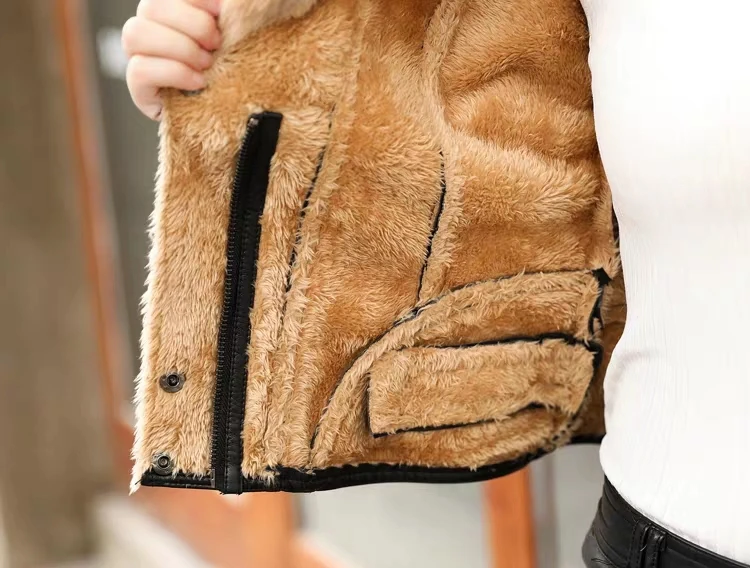 Тема 21 куртка из искусственной кожи Женская Новая мода Camel кролик меховой воротник мотоциклетная куртка короткая искусственная кожа байкерская куртка верхняя одежда