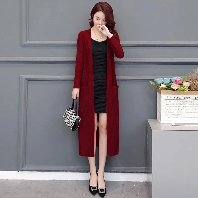 

Autumn spring fashion long cardigan for women knitted sweater open front fall outfits 0.8