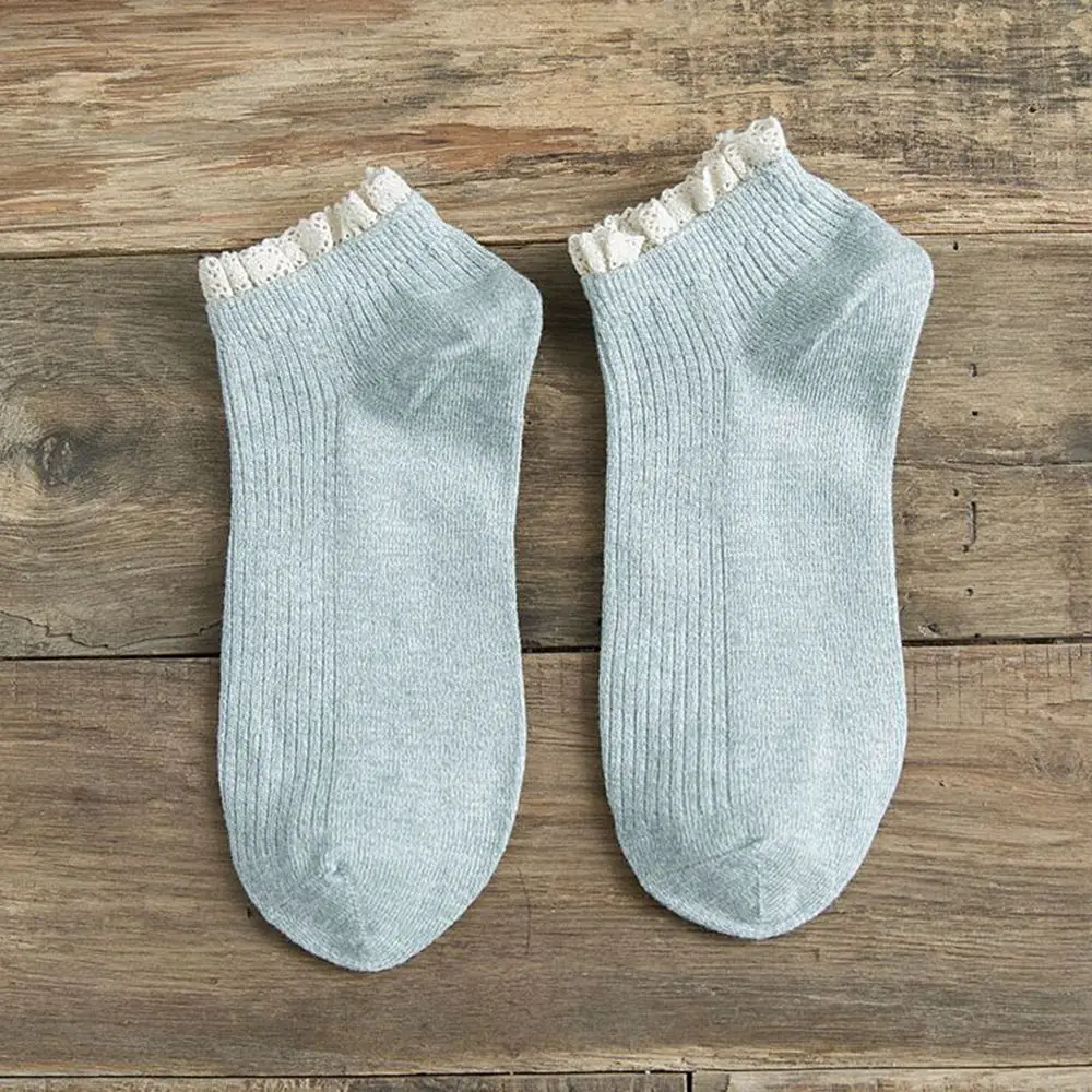1 Pair Fashion Lace Ruffles Solid Soft Cotton Women Socks Summer Autumn Cute Socks Sweet Princess Girl Cozy Lovely Frilled Socks
