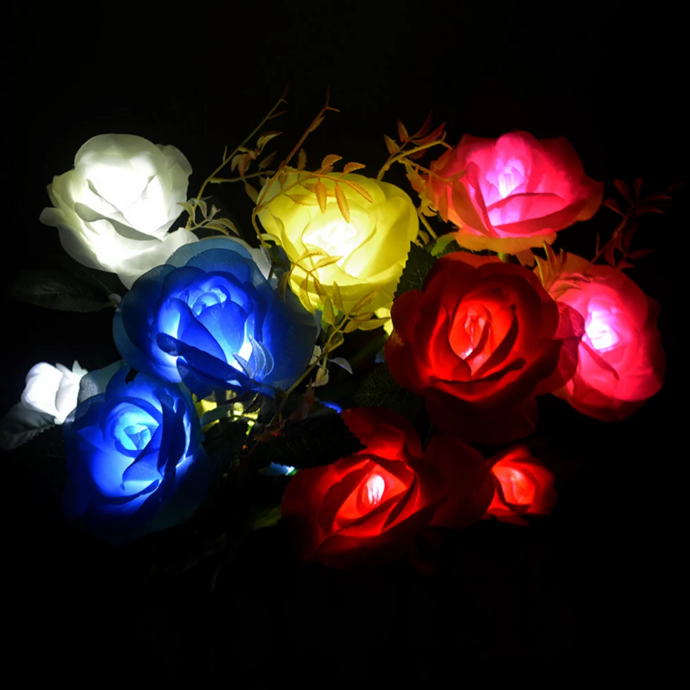 

Rose Flower Solar LED Light Outdoor Garden Yard Lawn NightLight Waterproof 3 LED Stake Lamp Solar Powered Landscape Lights