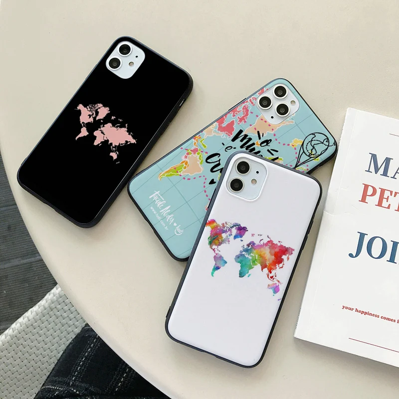

World Map Travel Plans phone shell For iphone 5S 5 XS X 6 6plus SE 2020 XR Apple 11promax XSmax 7 8 plus 7plus 11pro phone caso