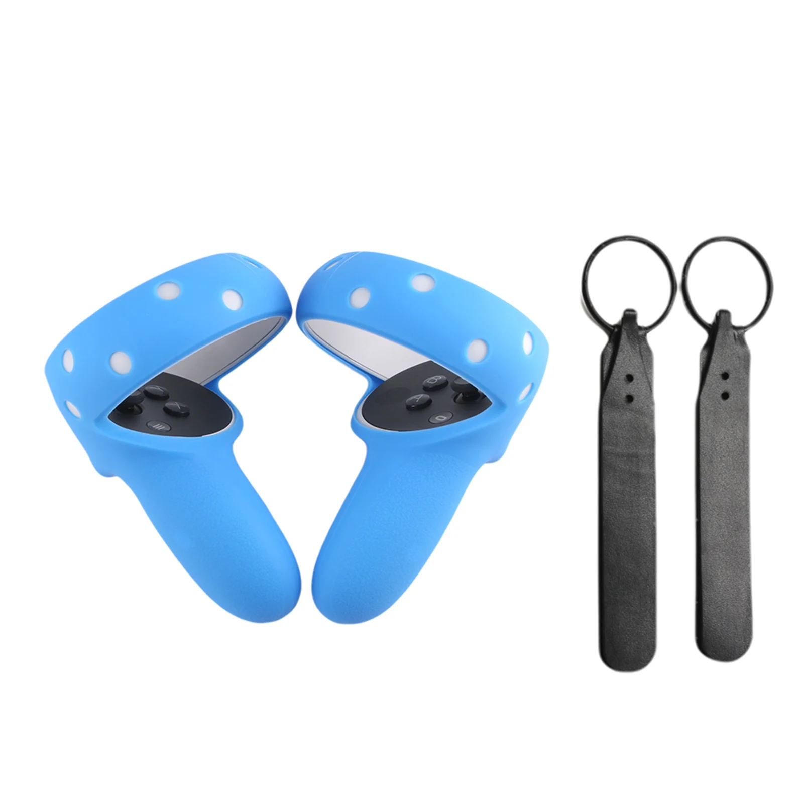 

1pair Soft Anti-slip Adjustable With Knuckle Strap Solid Silicone Handle Skin Touch Controller Grip Cover Quest 2