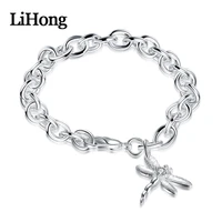new style 925 sterling silver diamond dragonfly pendant bracelet for feminine charm wedding engagement fashion party jewelry
