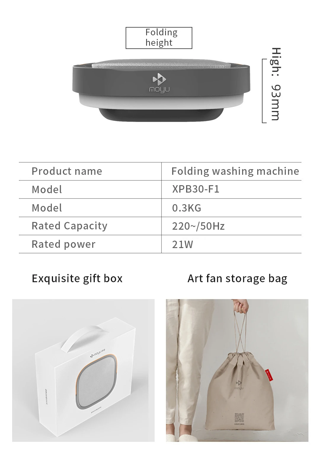 YUEWO Underwear washing and cleaning machine Mini automatic and convenient folding travel business clothes washing machine