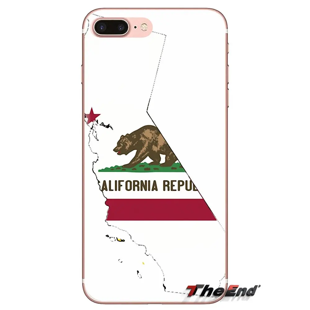 Мягкий силиконовый чехол для телефона с Калифорнийская Республика флаг медведем