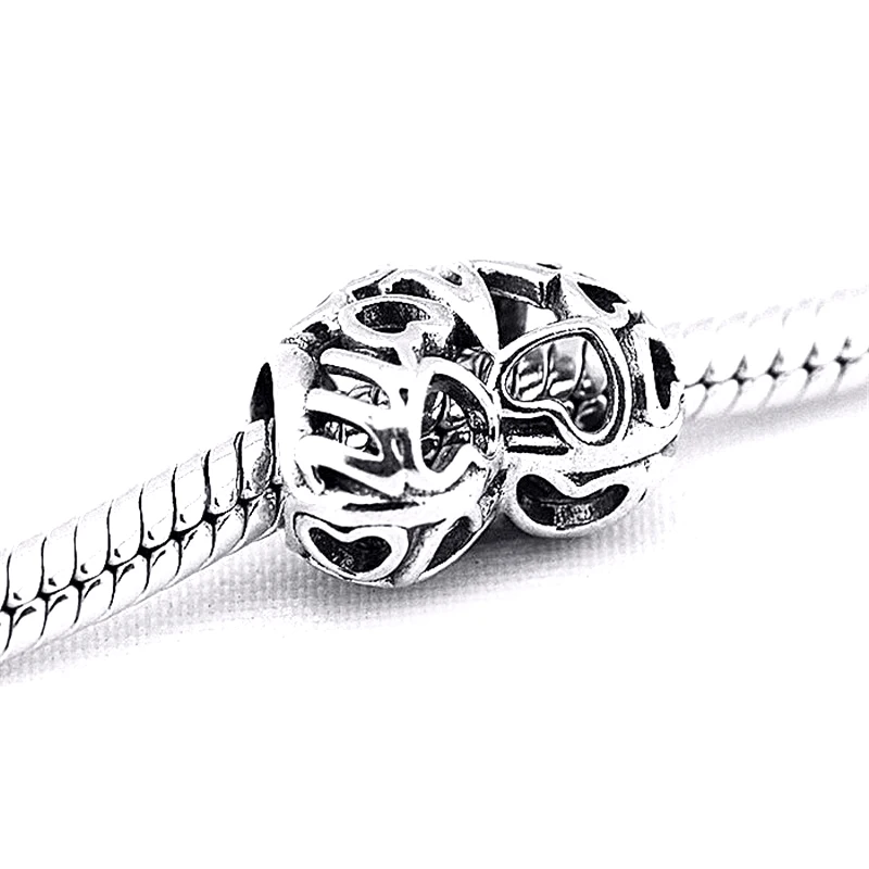 

Original 925 Sterling Silver Charms Openwork Mom Silver Heart Charms Fits for Pandora Style Bracelets New Charms