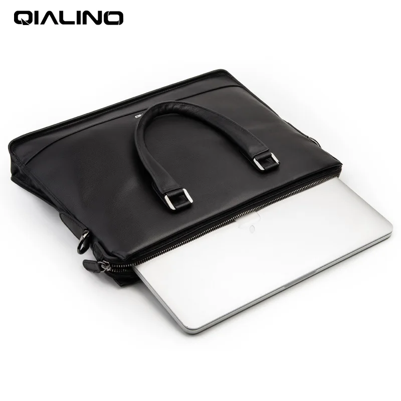 QIALINO Business Genuine Leather Laptop Bag for MacBook Pro 13inch Portable Shoulder Notebook 12/13/14 inch Soft Handle | Компьютеры и