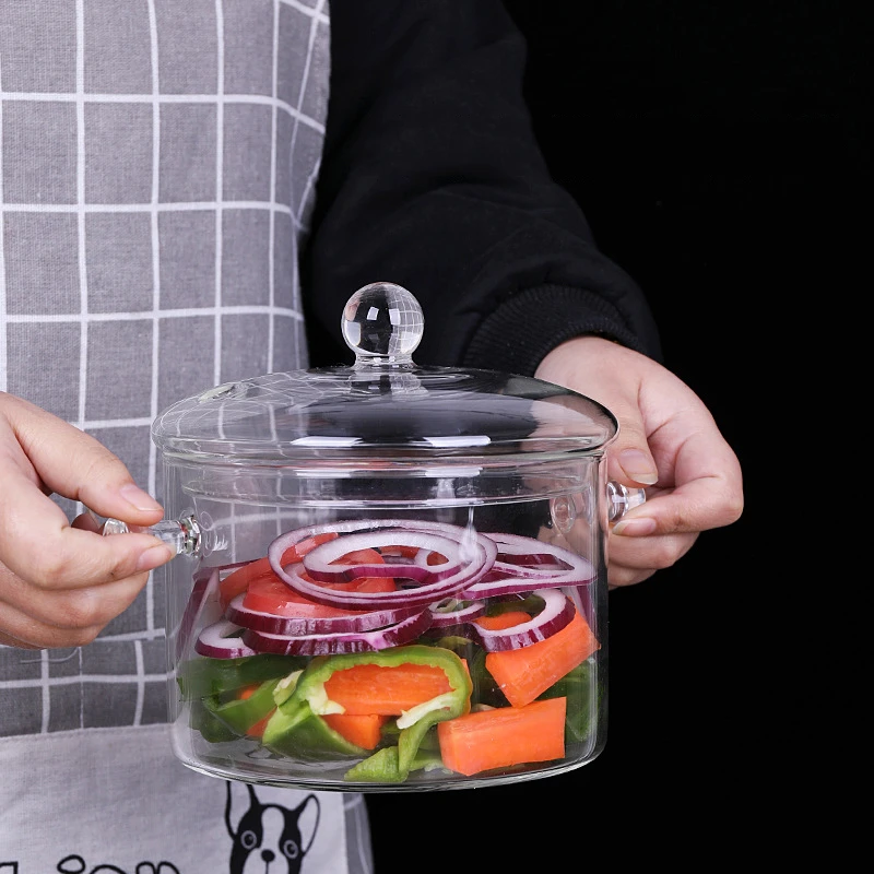 Стеклянная кастрюля для кухни прозрачная мини супа миска лапши плита варочная