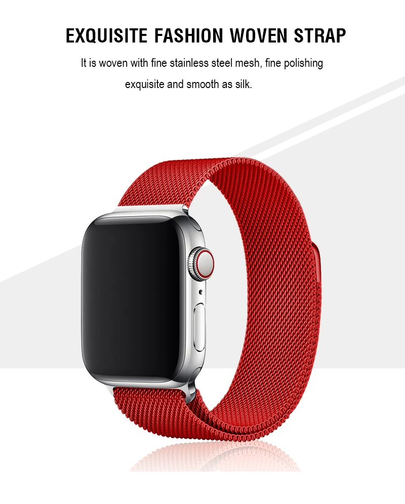 Красный ремешок для часов 40 44 мм для Iwatch Series 4 5 Миланская петля магнитный металлический браслет 38 ремешок для Apple Watch 3