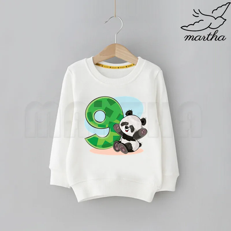 Детские толстовки с капюшоном изображением панды и цифр на день рождения для