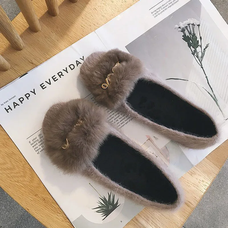 Aleafalling/Модная Изысканная короткая плюшевая обувь на плоской подошве для девочек