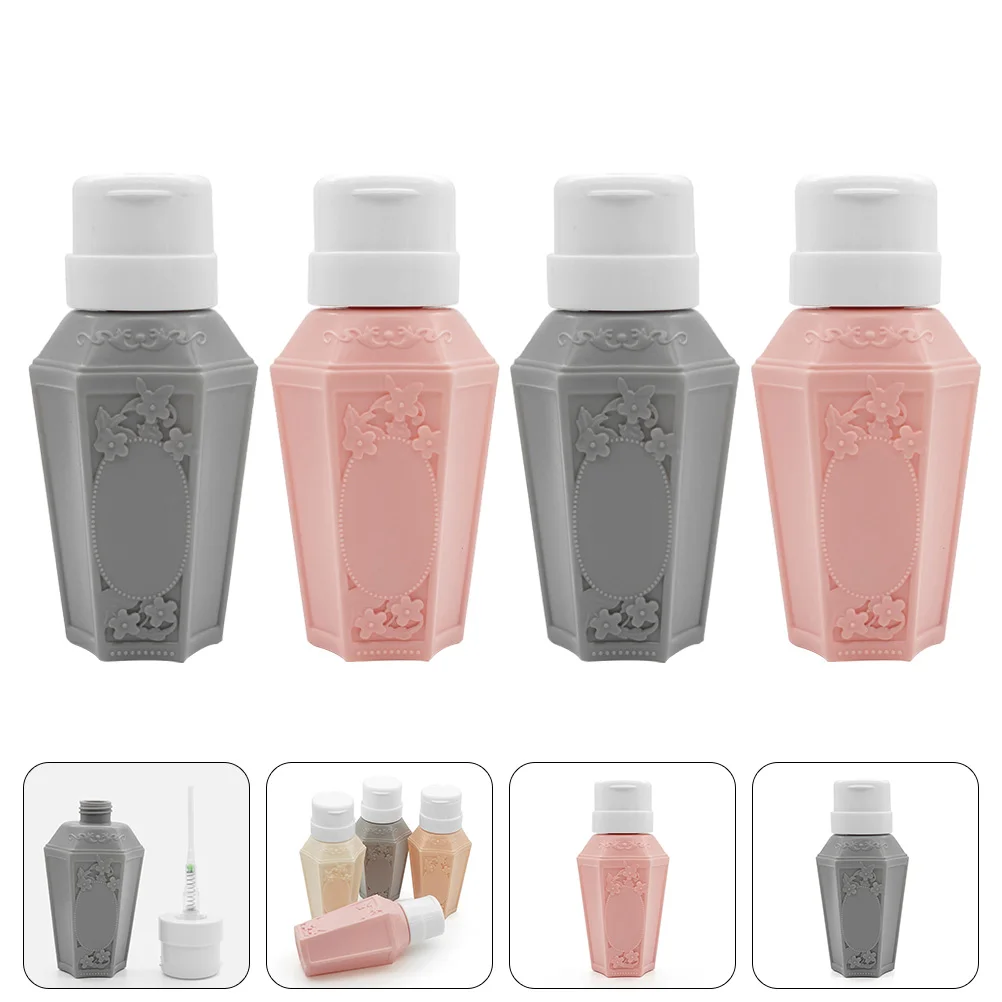 

4Pcs Nail Press Empty Bottle Nail Polish Remover Dispensing Bottles for Salon