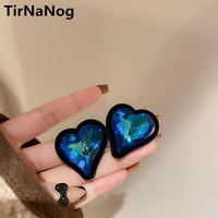 2022 new s925 silver needle autumn winter flocking dazzle colour sweet cool wind heart shaped earrings women jewelry gifts