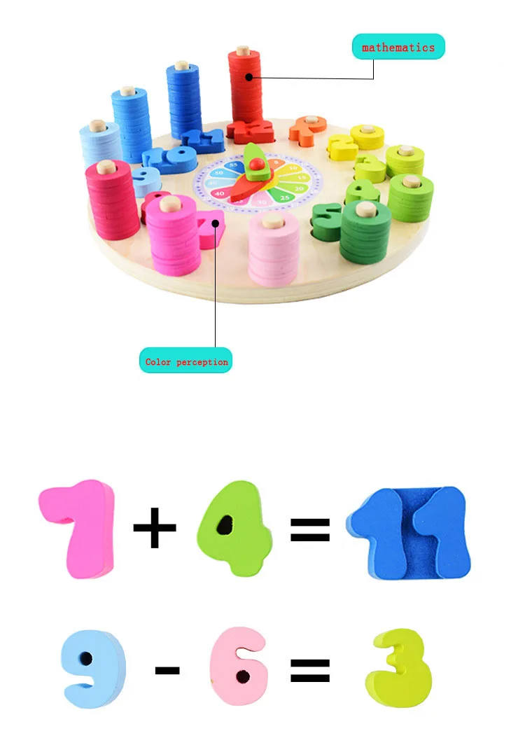 Одежда для малышей игрушка montessori раннего образования Учебные пособия Математика цифровые часы деревянные игрушки подсчета геометрическая форма соответствия
