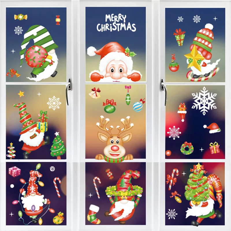 

8 Pcs Set Christmas Stickers Christmas Decor for Home Glass Window Snowflake Elk Sticker New Year Christmas Ornaments Navidad