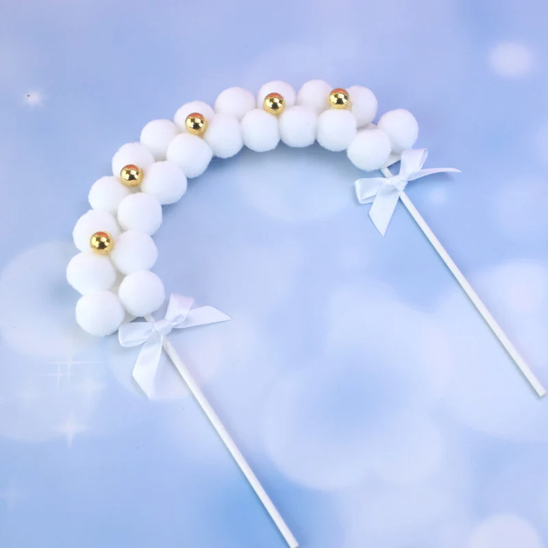 Милый Топпер для свадебного торта с помпонами розового и голубого цвета