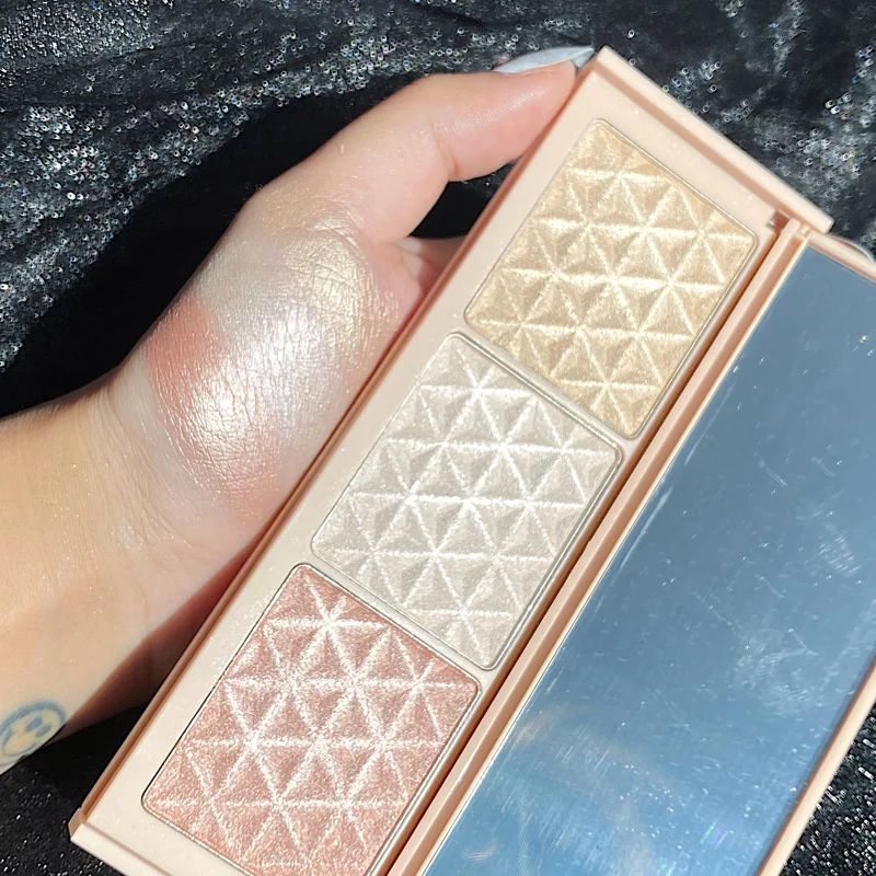 Блестящий хайлайтер 3 цвета палитра для макияжа блестящая текстура блеск