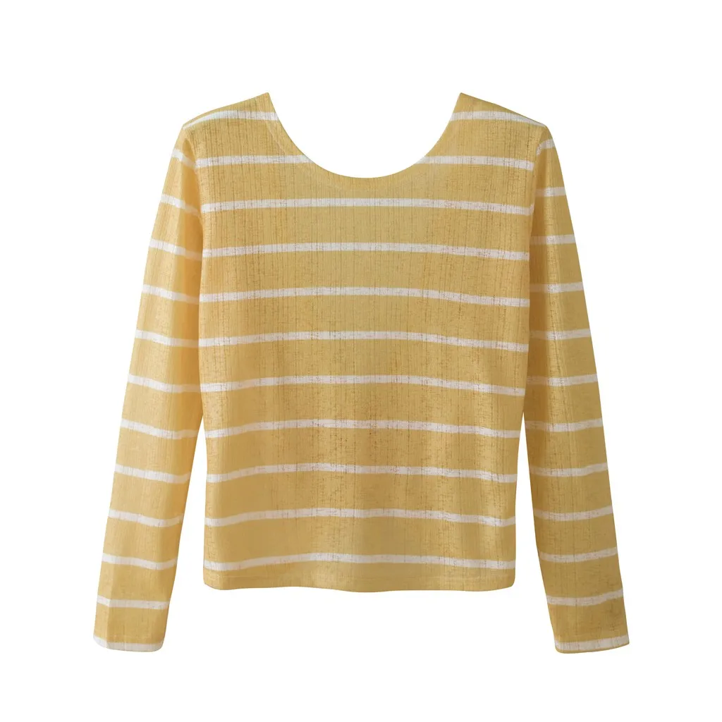 Женский сексуальный вязаный свитер в полоску с круглым вырезом Свободный Топ