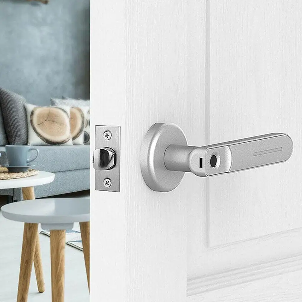 

1pc Fingerprint Door Lock Handle USB Rechargeable Anti Theft Entry Security Hotel For Apartment Keyless Electric Smart Biom X7H3