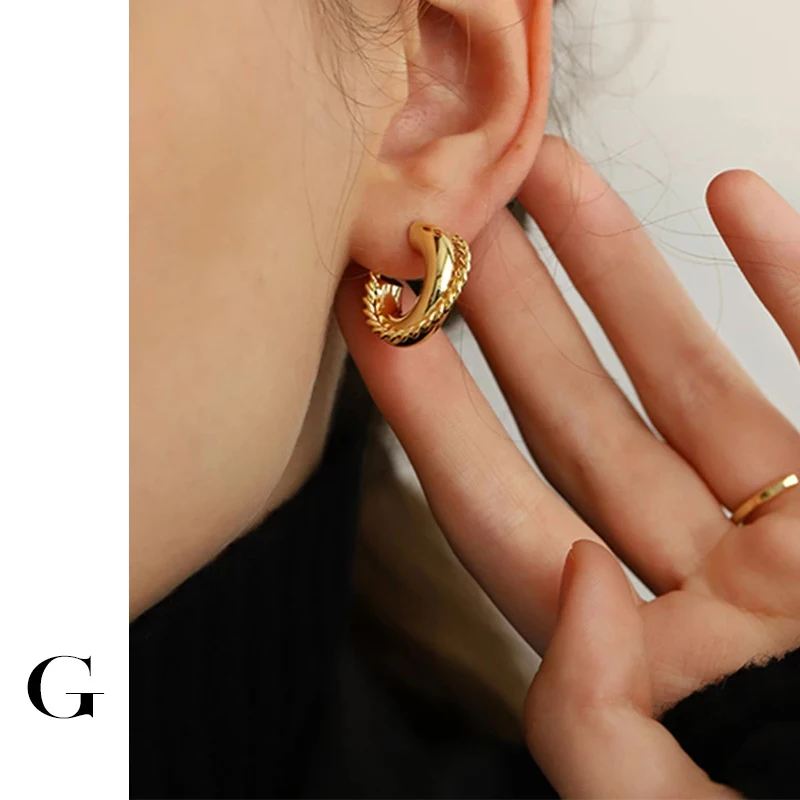 

GHIDBK 2021 New Trendy Unique Design Layering Twisted Chunky Statment Hoop Earrings Women Street Style Fashion Jewelry Wholesale