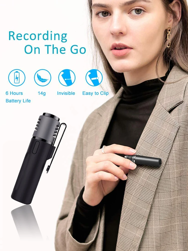 

Wireless Bluetooth Microphone Lapel Clip on Mic Recording Video Vlogger Noise Reduction/Auto Transcription/Auto Sync Lavalier