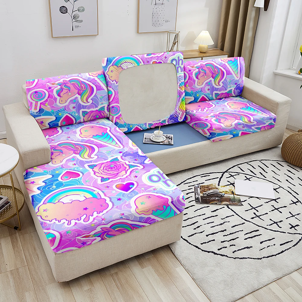 

Cartoon Sheep Pattern Sofa Seat Cushion Cover Stretch Polyester Fabric Sofa Cover Anti-slip Couch Cover For Living Room Decor