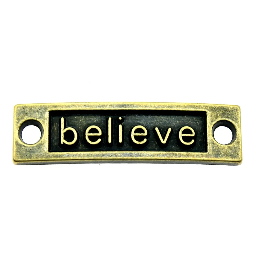 

10pcs/lot Jewelry DIY Handmade Craft Charms Antique Bronze Plated 35x10mm Believe Connector