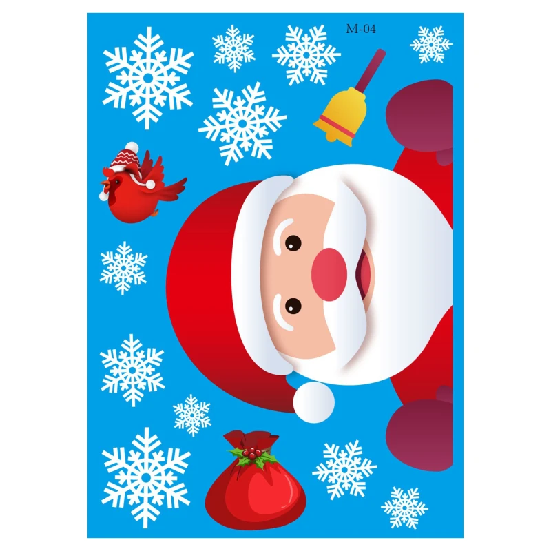 Милые Мультяшные рождественские наклейки на окна с изображением снеговика