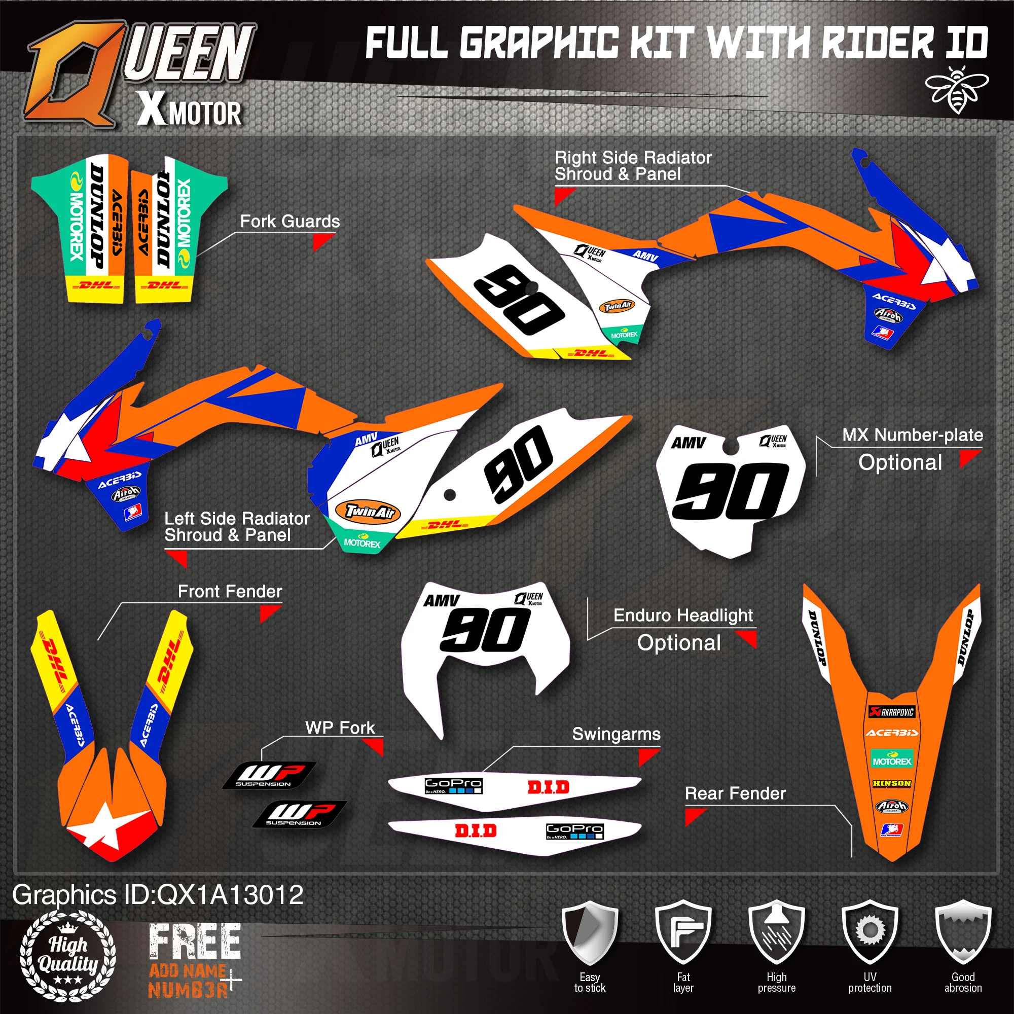 Оригинальные графические наклейки QUEEN X MOTOR Team Набор наклеек для KTM 2013 2014 2016 SX SXF 2015