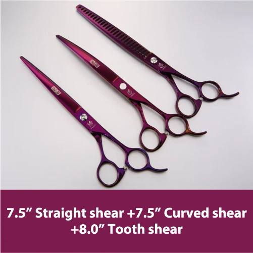 7.5cut7.5curved8.0t Fenice фиолетовый дракон ножницы для стрижки собак домашних животных собака ножницы для стрижки животных комплект Профессиональные изогнутые ножницы для стрижки, парикмахерские ножницы, Москва - Цвет: 7.5cut7.5curved8.0t