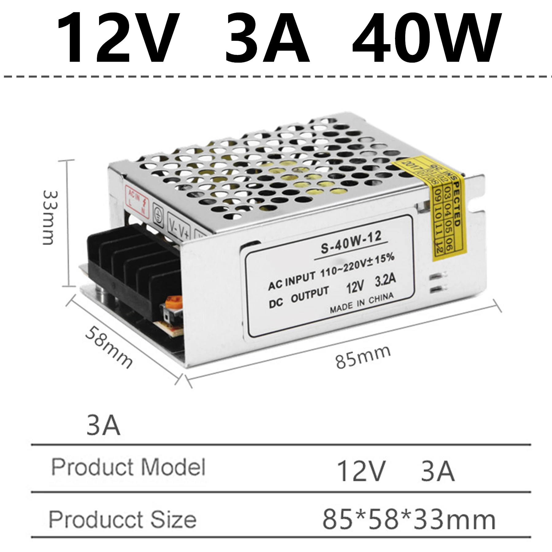 3A 40W Источник питания светодиодный драйвер переменного тока 220 В в постоянный ток 12 В 1A 3A 5A 8A 10A 15A 20A 12 вольт зарядное устройство понижающий адаптер трансформатор освещения - Цвет: 3A 40W