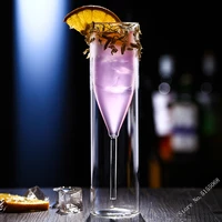 nordic light luxury wedding champagne flutes restaurant rum double wall tulip goblet sherry sparkling tumbler red wine glass cup