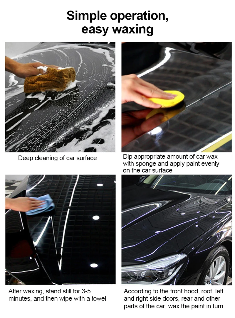 

Car Wax Crystal Plating Set Hard Glossy Wax Layer Covering Paint Surface Coating Formula Waterproof Film Car Polish Black WHITE