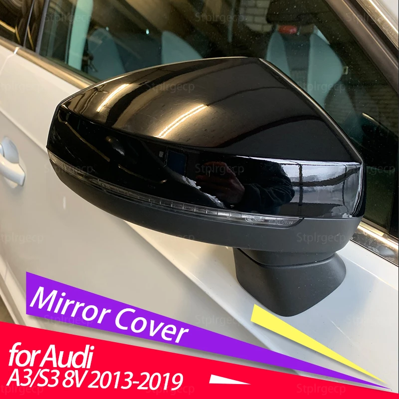 

Car Mirror Cover For Audi A3 S3 2013- 2019 Carbon fiber pattern or Black Cover Rearview Mirror Cover Protection Cap Car Styling