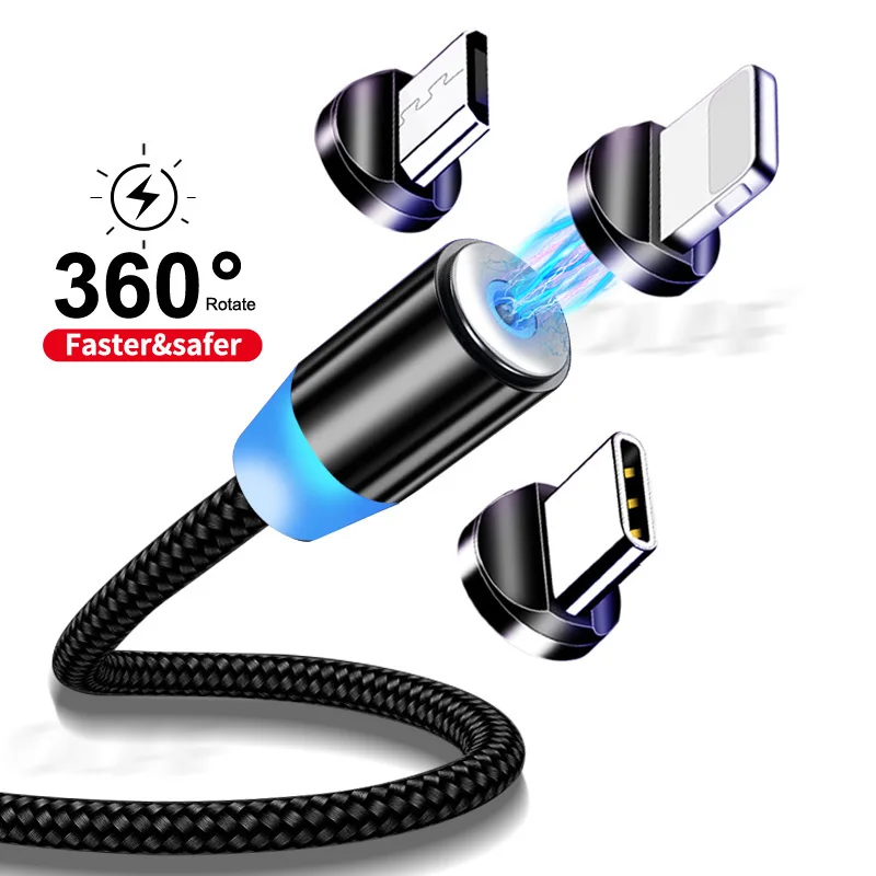 

LED Magnetic USB Cable Fast Charging Type C Cable Magnet Charger Data Charge Micro USB Cable Mobile Phone Cable USB Cord