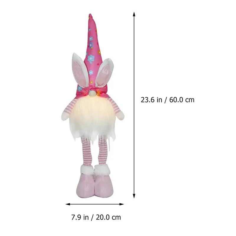 

2pcs Easter Rabbit Dolls Ornament Luminous Plush Adornments (Pink,No Battery)