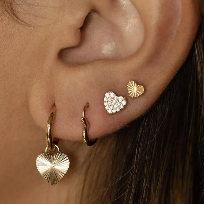 

PVD Plated Heart Star Burst Dangle Hoop Earring Stainless Steel Jewelry Wholesale For Women