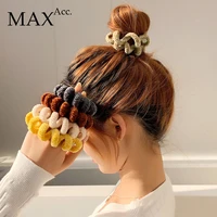 accmax winter furry chenille telephone wire hair tie large size spiral shape rubber elastic hair band women accessories