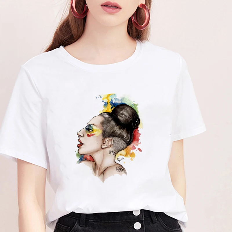 Женская футболка в стиле Харадзюку белая ретро с коротким рукавом подходит для