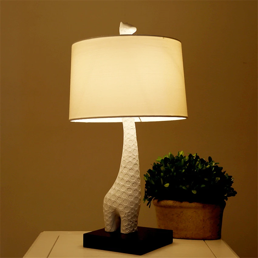 

Cartoon white giraffe table lamps children's bedroom bedside study living room decor modern design animal table lights fixtures